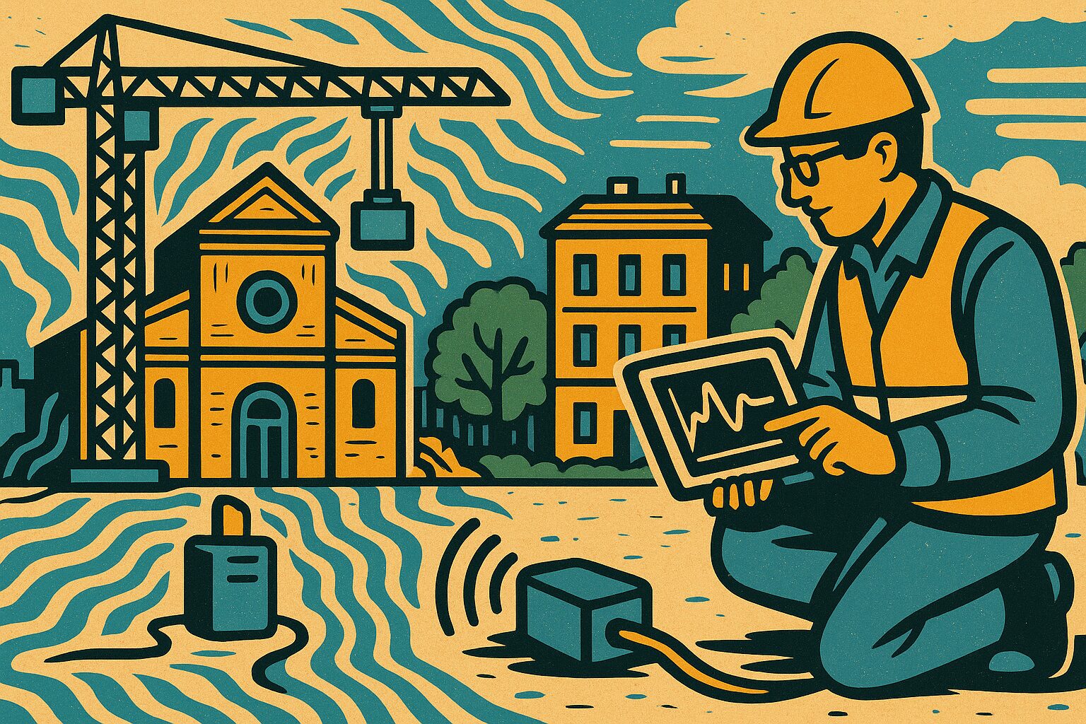 Vibration monitoring construction site